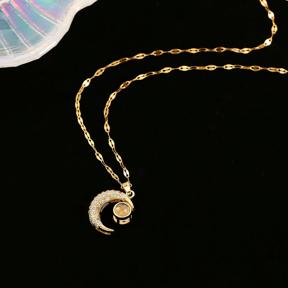 Enchanting Romantic Moon Necklaces of Stainless Steel