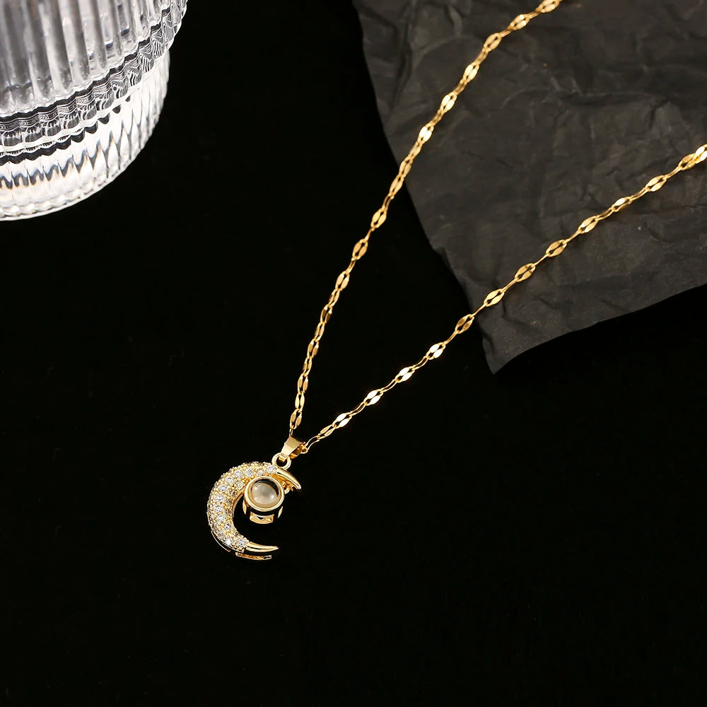 Enchanting Romantic Moon Necklaces of Stainless Steel