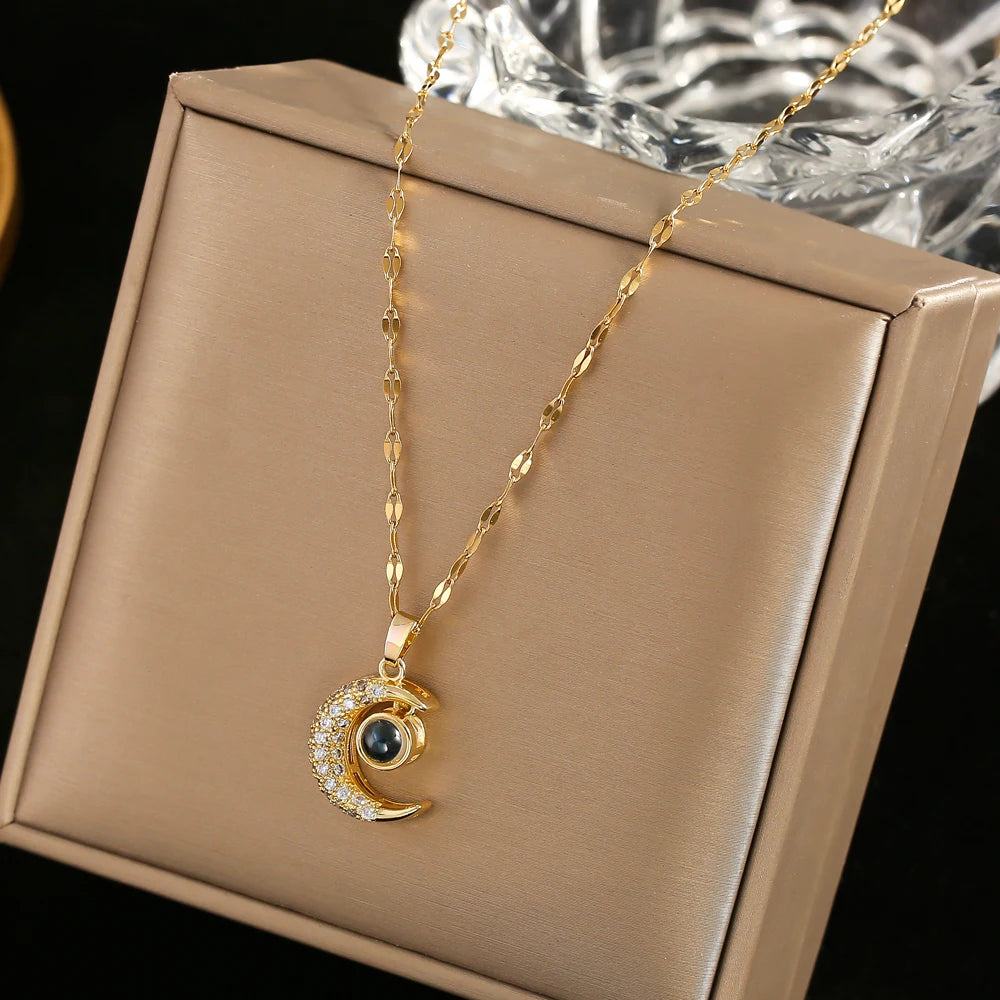 Enchanting Romantic Moon Necklaces of Stainless Steel