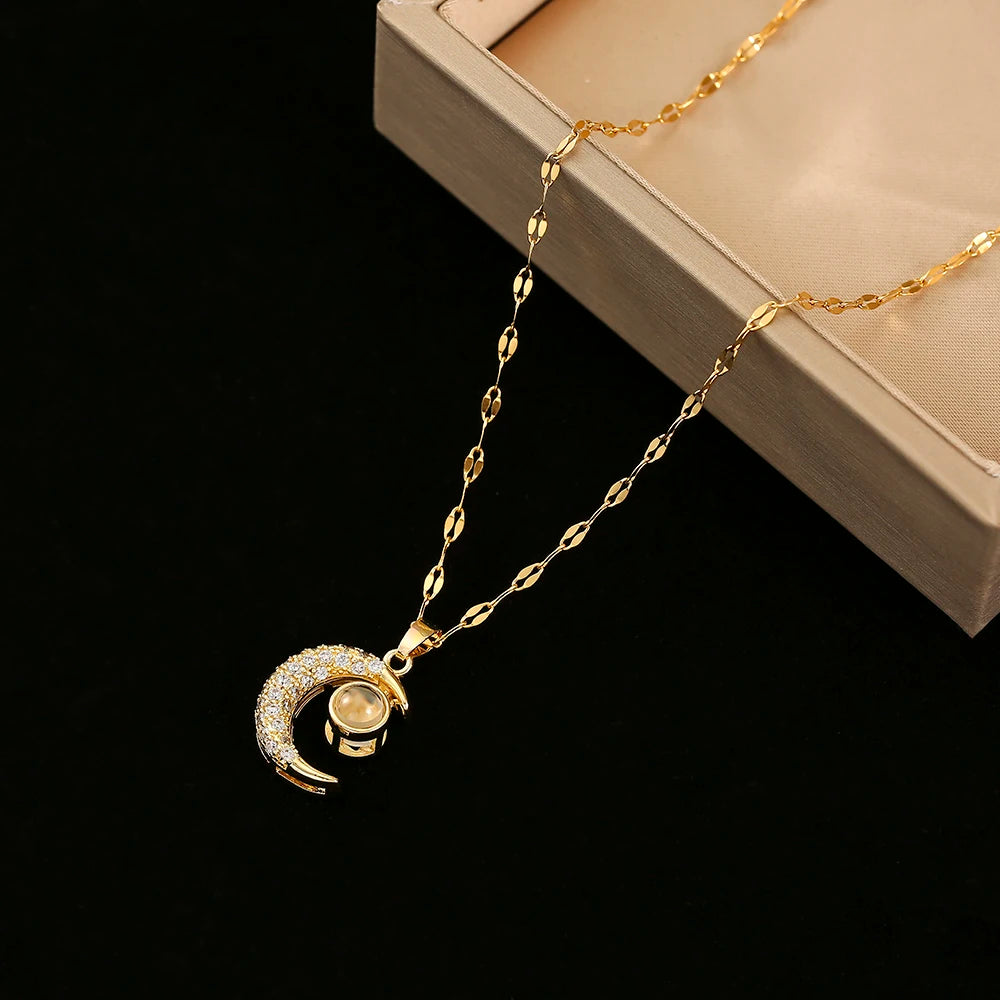 Enchanting Romantic Moon Necklaces of Stainless Steel