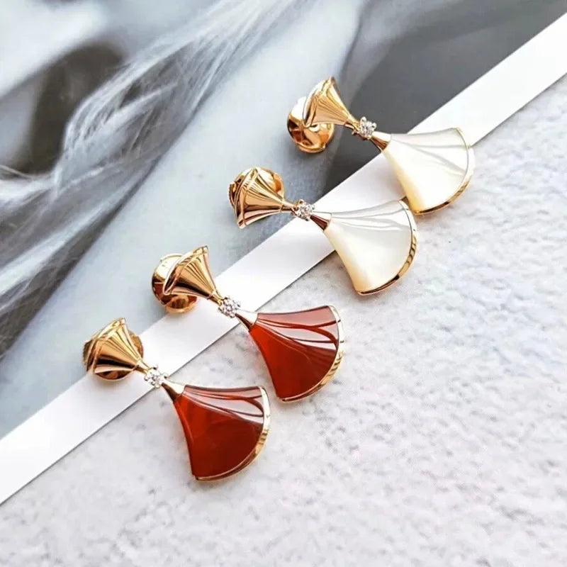Sweet Dreams Luxe Rose Gold Ingelegde Fritillaria Rok Oorbellen