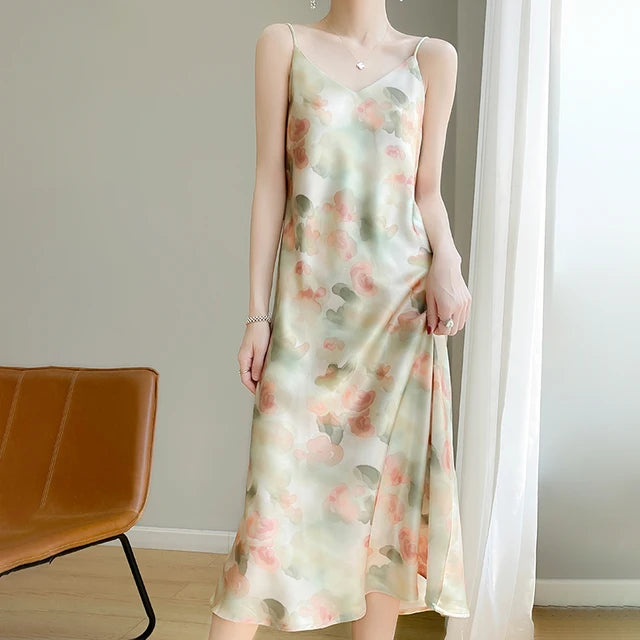 Azure abito estivo in seta satinata per donna