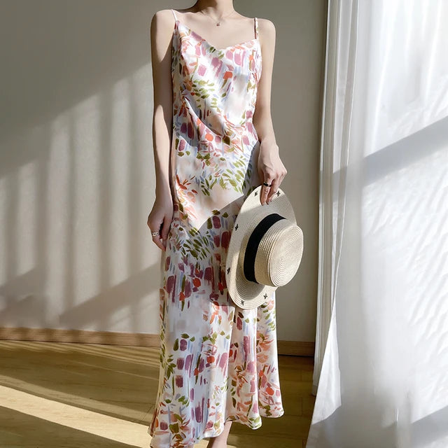 Azure abito estivo in seta satinata per donna