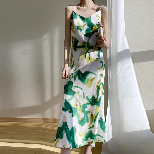 Azure abito estivo in seta satinata per donna