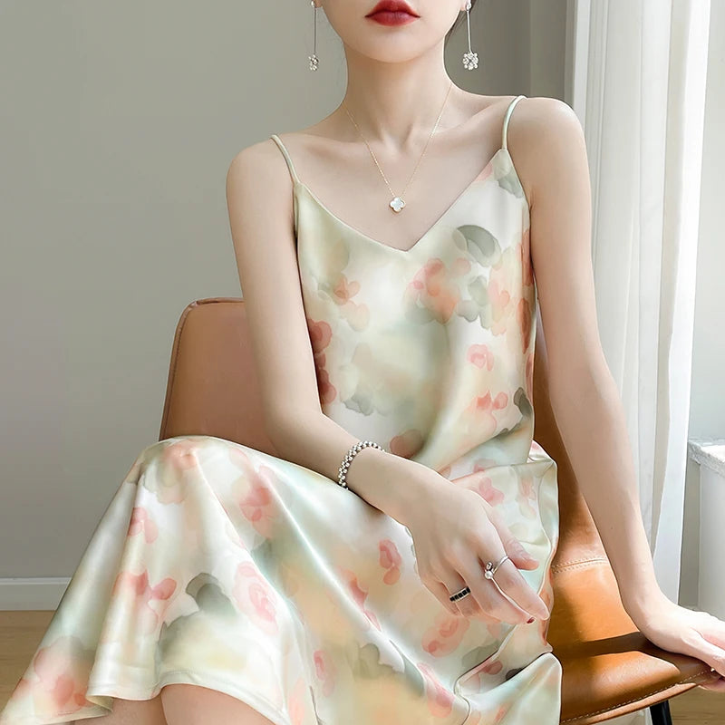 Azure abito estivo in seta satinata per donna