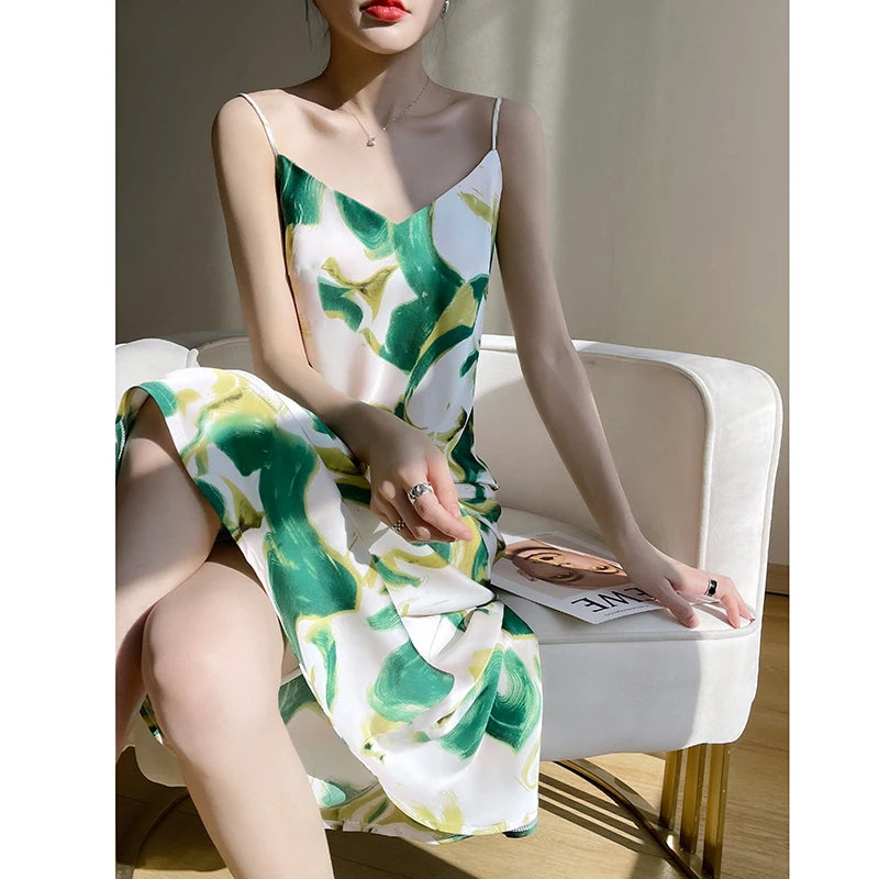 Azure abito estivo in seta satinata per donna