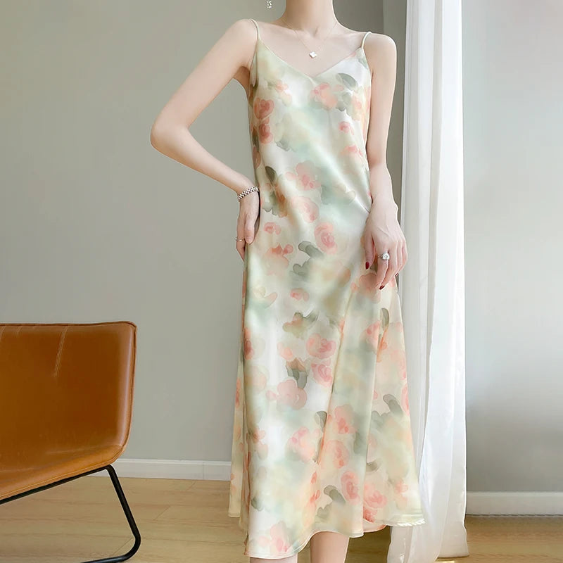 Azure abito estivo in seta satinata per donna