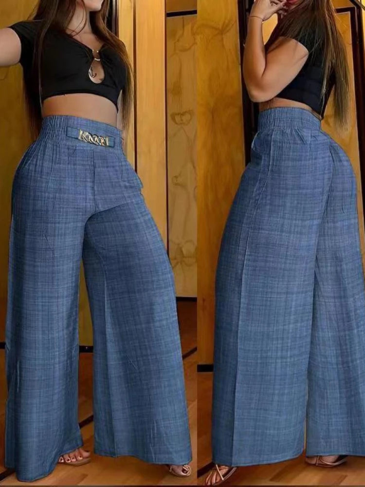 ChicElegance Zomer Hoge Taille Wijde Pijpen Broek