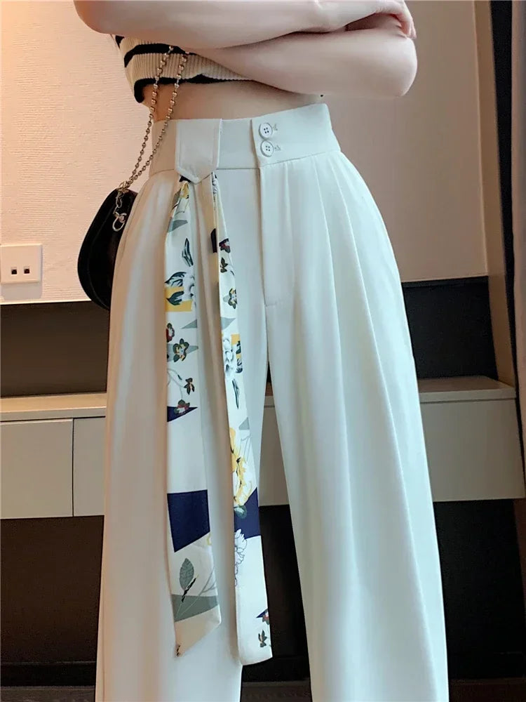 JunoBelle elegante pantalón de traje blanco
