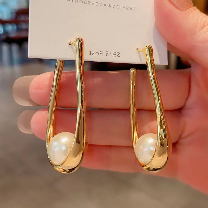 StijlPracht Retro Parel U-Oorbellen