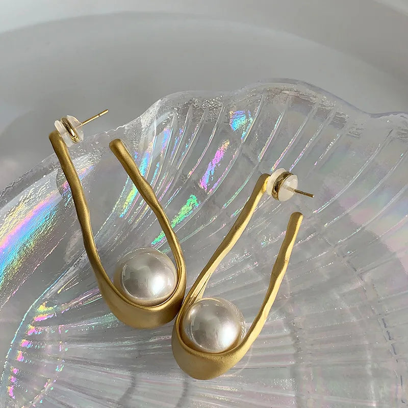 StijlPracht Retro Parel U-Oorbellen