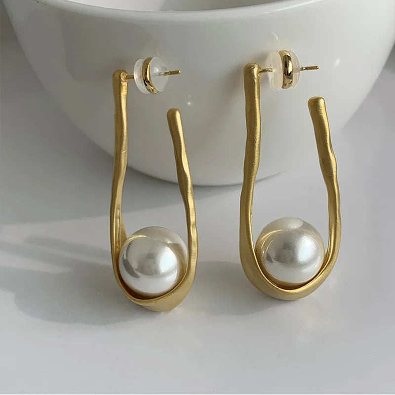 StijlPracht Retro Parel U-Oorbellen