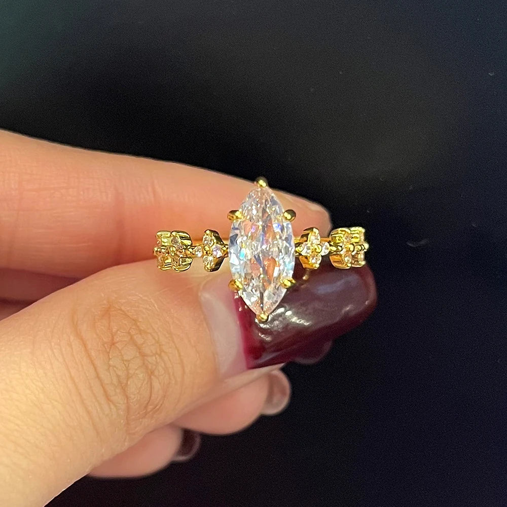 Huitan Splendidi Anelli Marquise con Zircone Cubico