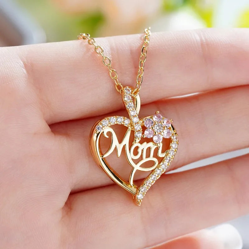 Moeder's Love Pink Flower Necklace from Huitan Jewelry