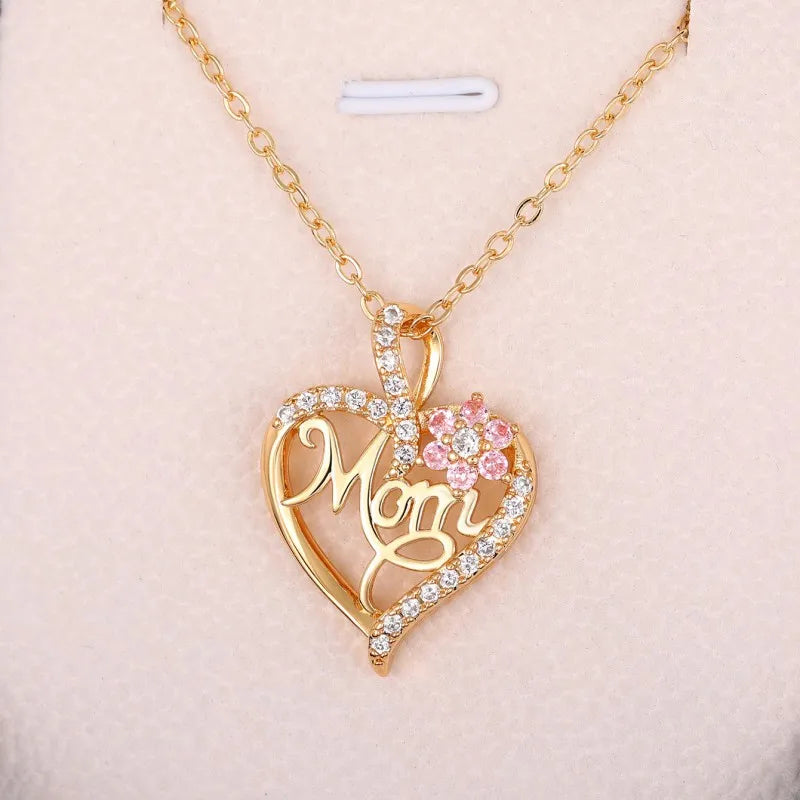 Moeder's Love Pink Flower Necklace from Huitan Jewelry