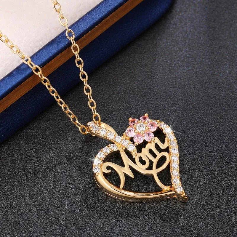 Moeder's Love Pink Flower Necklace from Huitan Jewelry