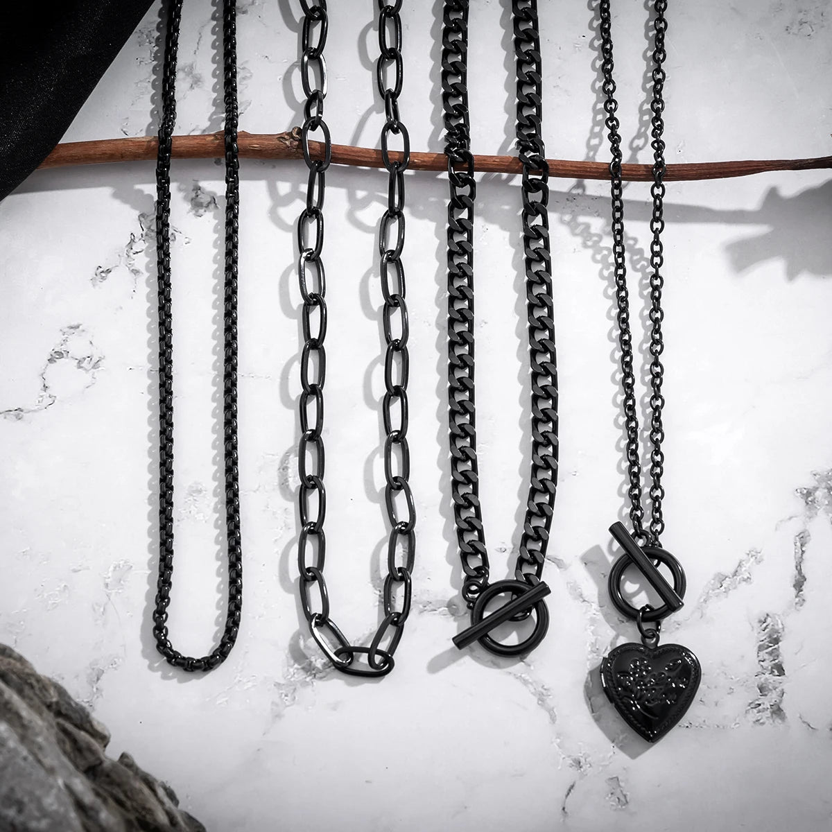 Stoer "Zwart Hart" Ketting Set voor Punkprinsessen