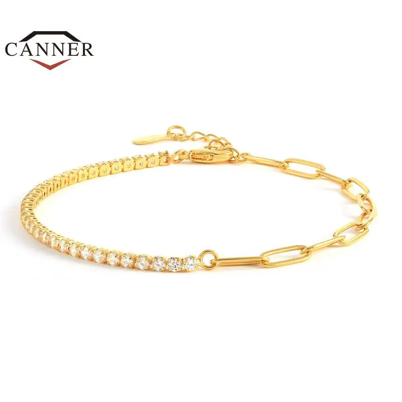 LuxMode Inmaker Bracelet en cuivre couleur or exquis avec zircon CZ