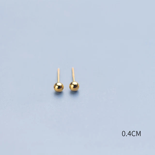 Aura Glans Sterling Zilveren 18K Gouden Kraal Oorknopjes