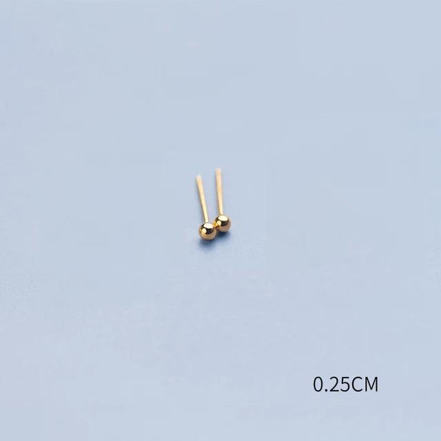 Aura Glans Sterling Zilveren 18K Gouden Kraal Oorknopjes