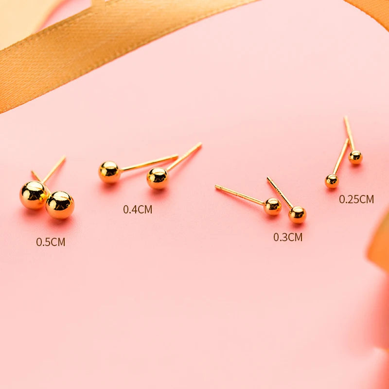 Aura Glans Sterling Zilveren 18K Gouden Kraal Oorknopjes