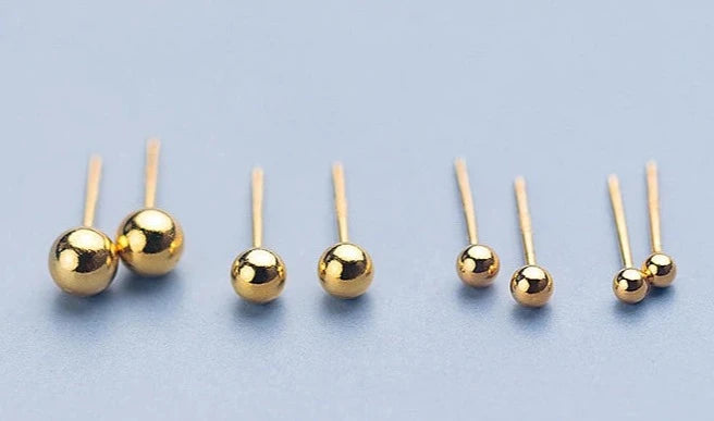 Aura Glans Sterling Zilveren 18K Gouden Kraal Oorknopjes