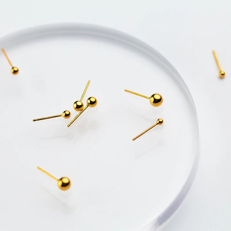 Aura Glans Sterling Zilveren 18K Gouden Kraal Oorknopjes