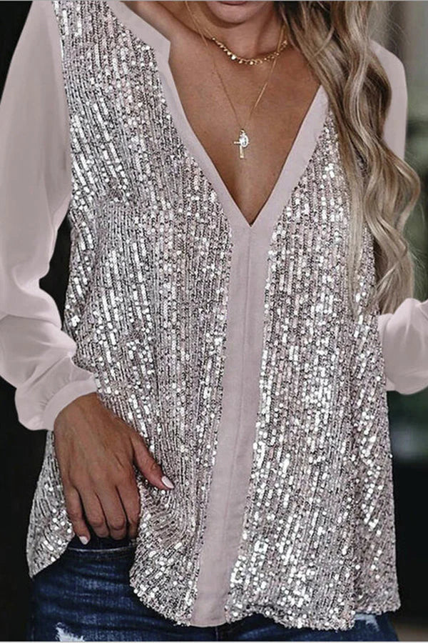 Jennifer | Elegante blouse met pailletten en lange mouwen