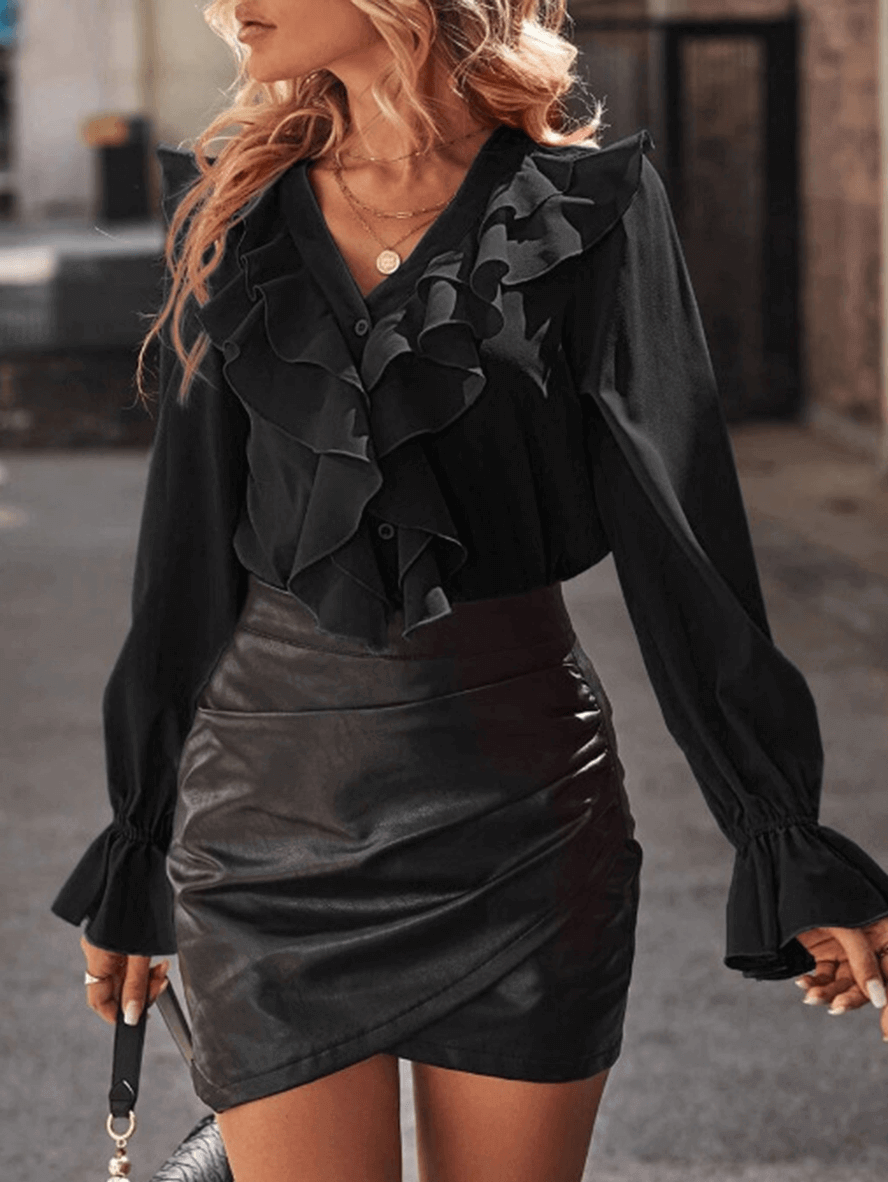Jessica | Geplooide elegante blouse met lange mouwen