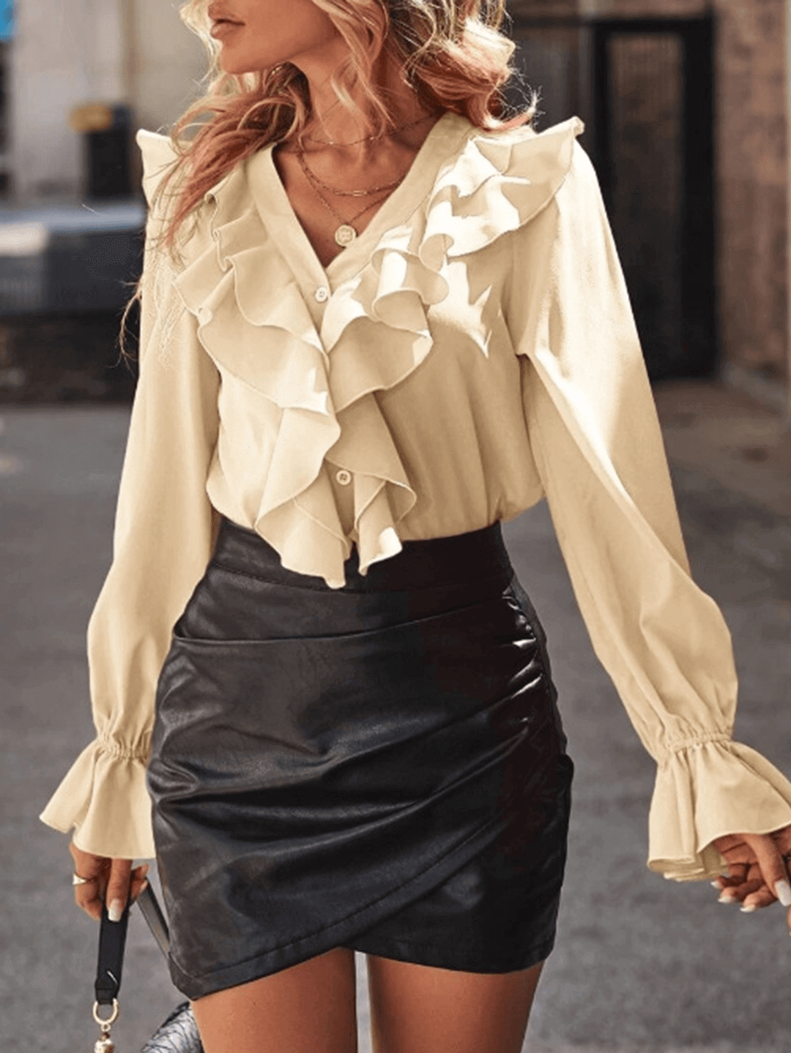 Jessica | Geplooide elegante blouse met lange mouwen