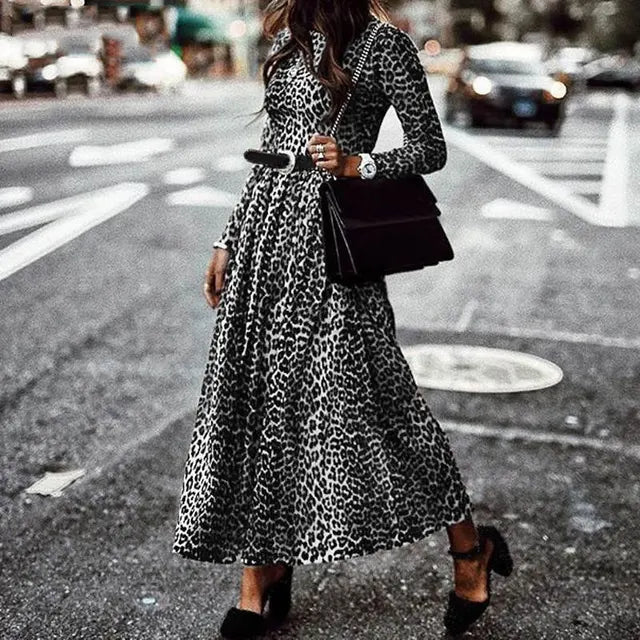 Sweet Long Leopard Dress for Adventurous Women