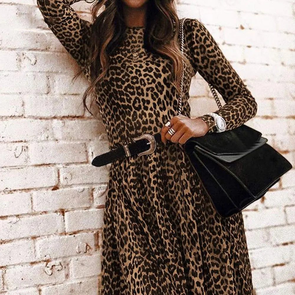 Sweet Long Leopard Dress for Adventurous Women