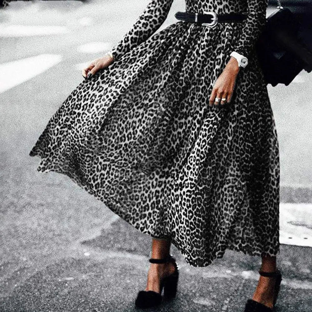 Sweet Long Leopard Dress for Adventurous Women