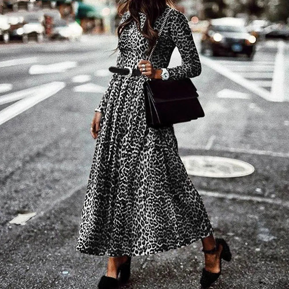 Sweet Long Leopard Dress for Adventurous Women