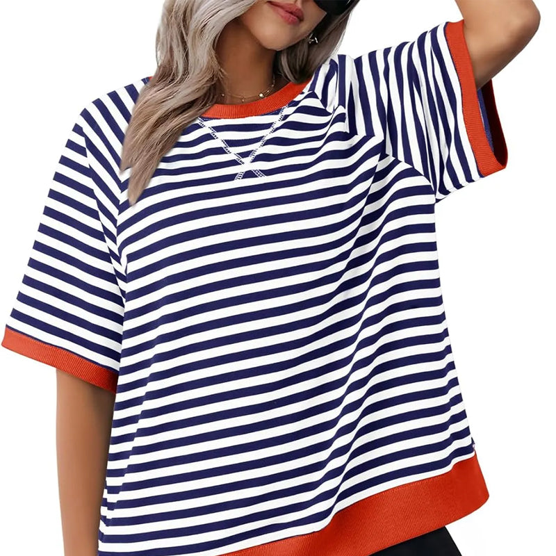 Julia | Top casual a rayas con mangas cortas