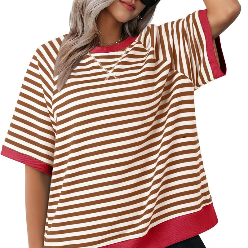 Julia | Top casual a rayas con mangas cortas