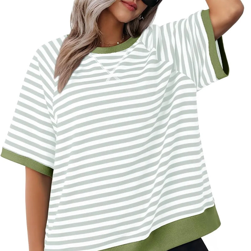 Julia | Top casual a rayas con mangas cortas