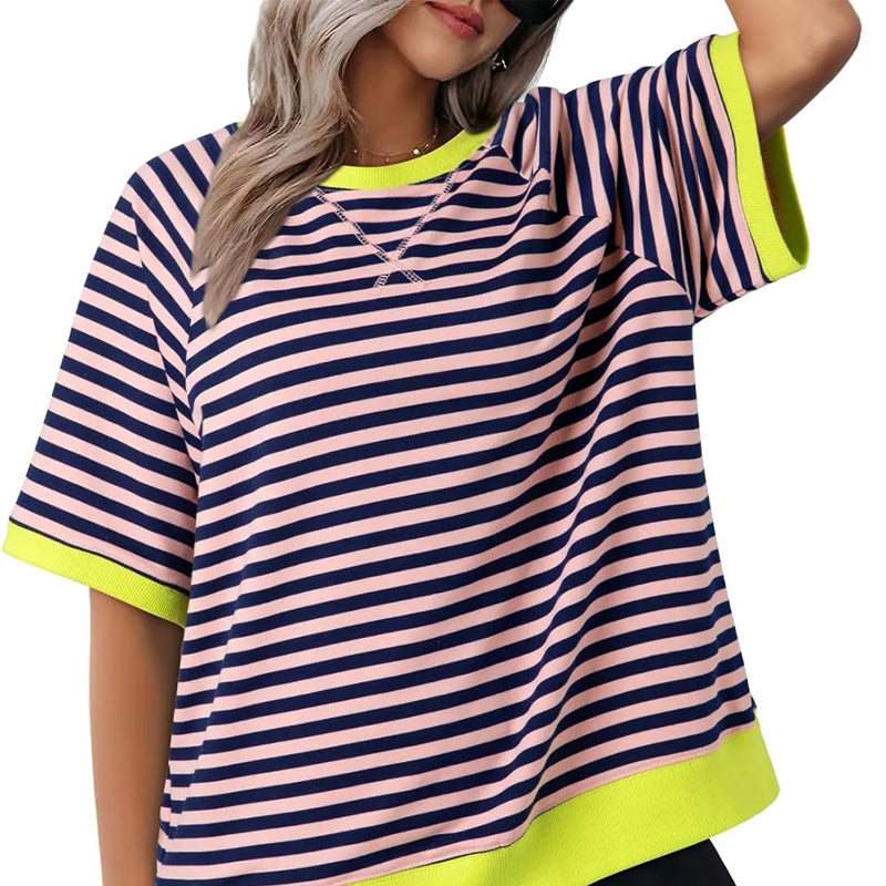 Julia | Top casual a rayas con mangas cortas