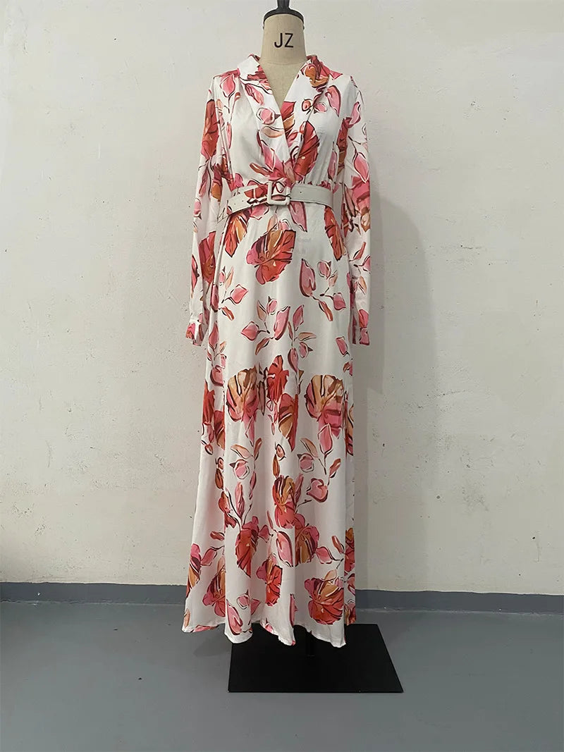 Zoe Elegance V-Hals Bloemenprint Maxi Jurk
