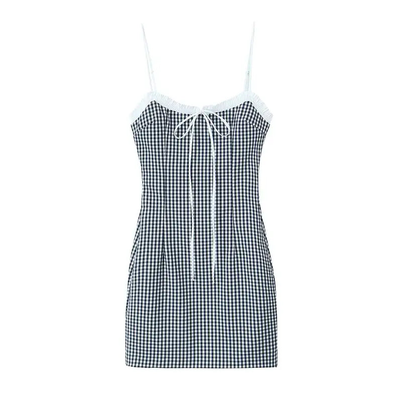 Bezaubernde sommerliche Eleganz: Das "Zonnestraal" karierte Tube-Top-Sling-Minikleid