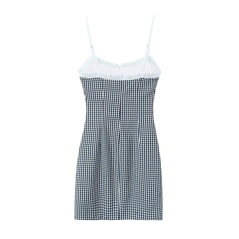 Bezaubernde sommerliche Eleganz: Das "Zonnestraal" karierte Tube-Top-Sling-Minikleid
