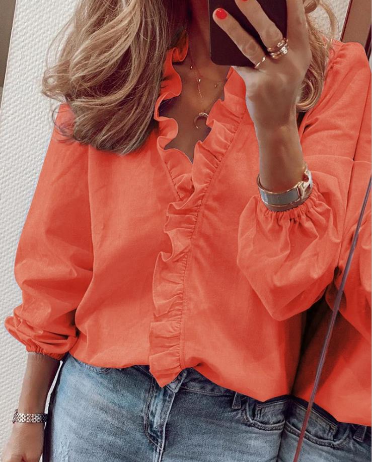 Katharina | Zomerblouse met V-hals en ruches