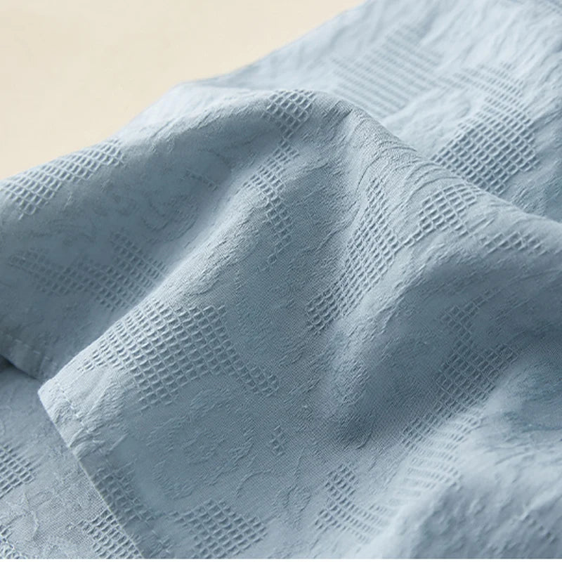 Cotton Linen Embroidered Short Sleeve Paneled Dress