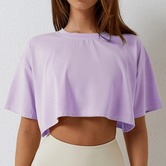 FitFemme Women's Short Sleeve Crop Top