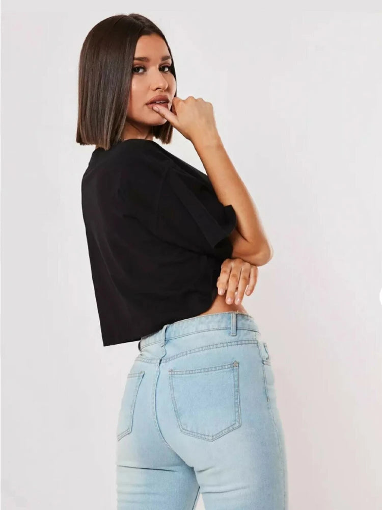 FitFemme Women's Short Sleeve Crop Top
