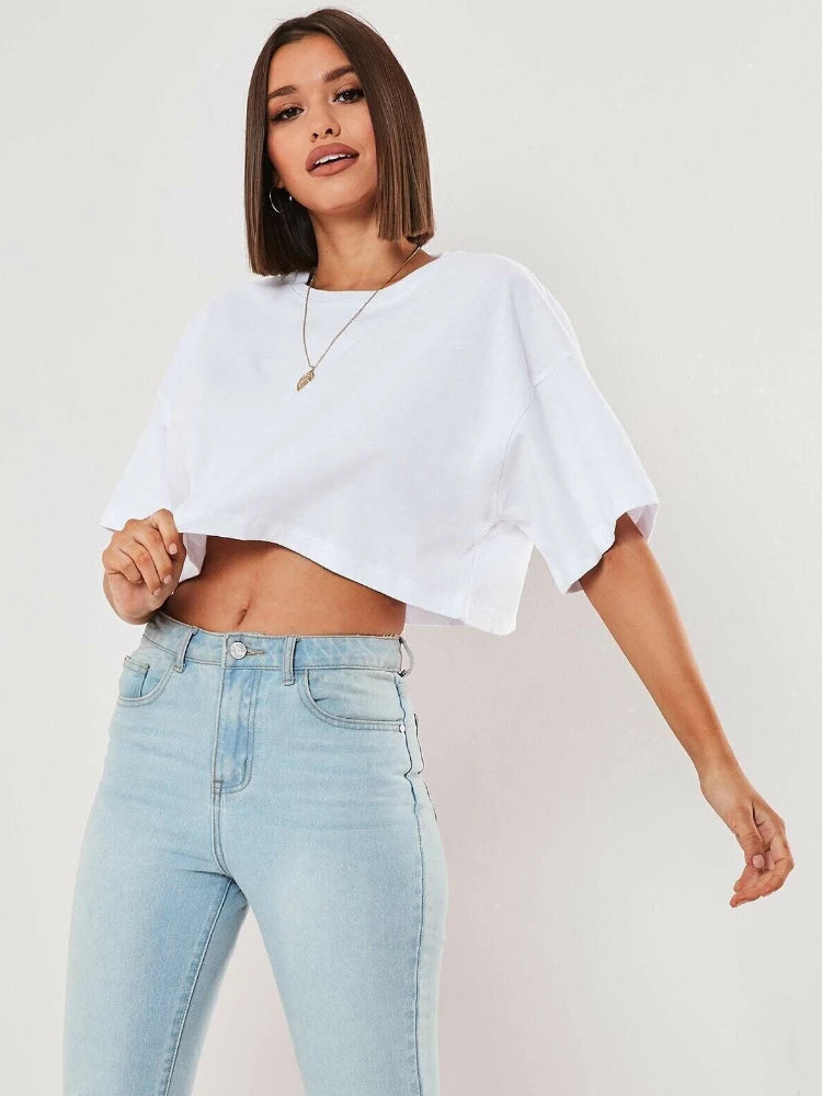 FitFemme Women's Short Sleeve Crop Top