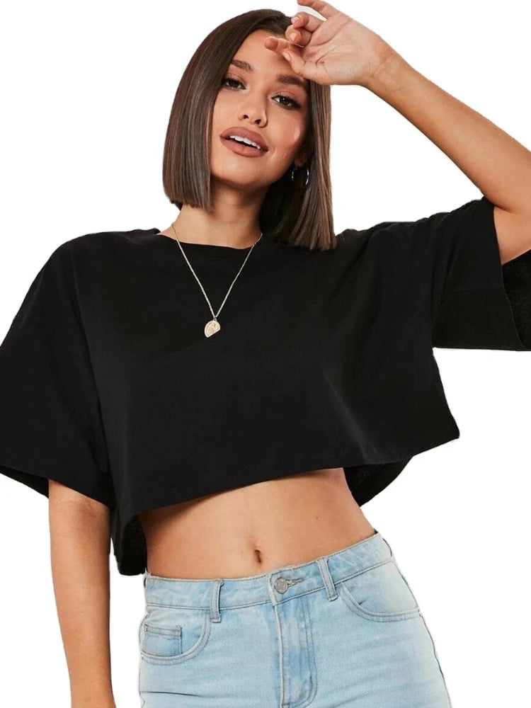 FitFemme Women's Short Sleeve Crop Top