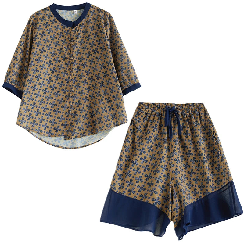 Veluna Zomerse Katoenen Linnen Shorts Set