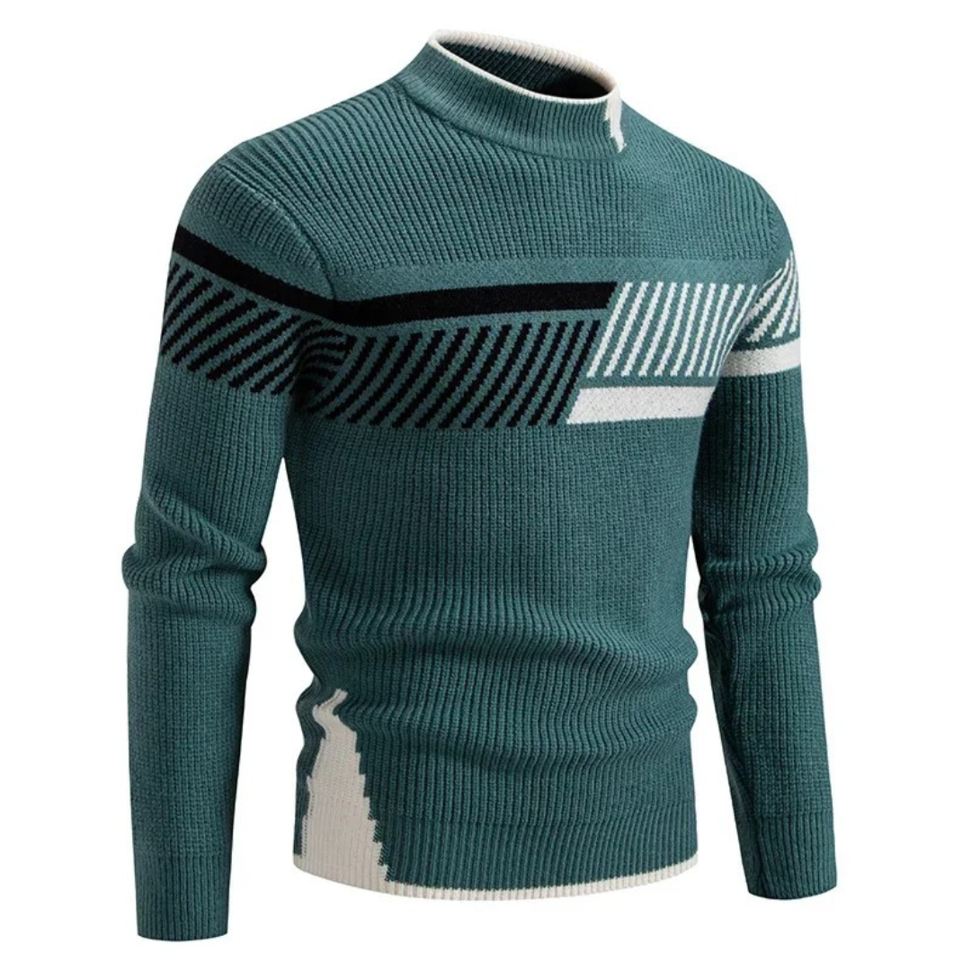 Keenex veelzijdige trui in groen met geometrische patronen in zwart, wit en beige, ideaal voor een sportieve en modieuze look.