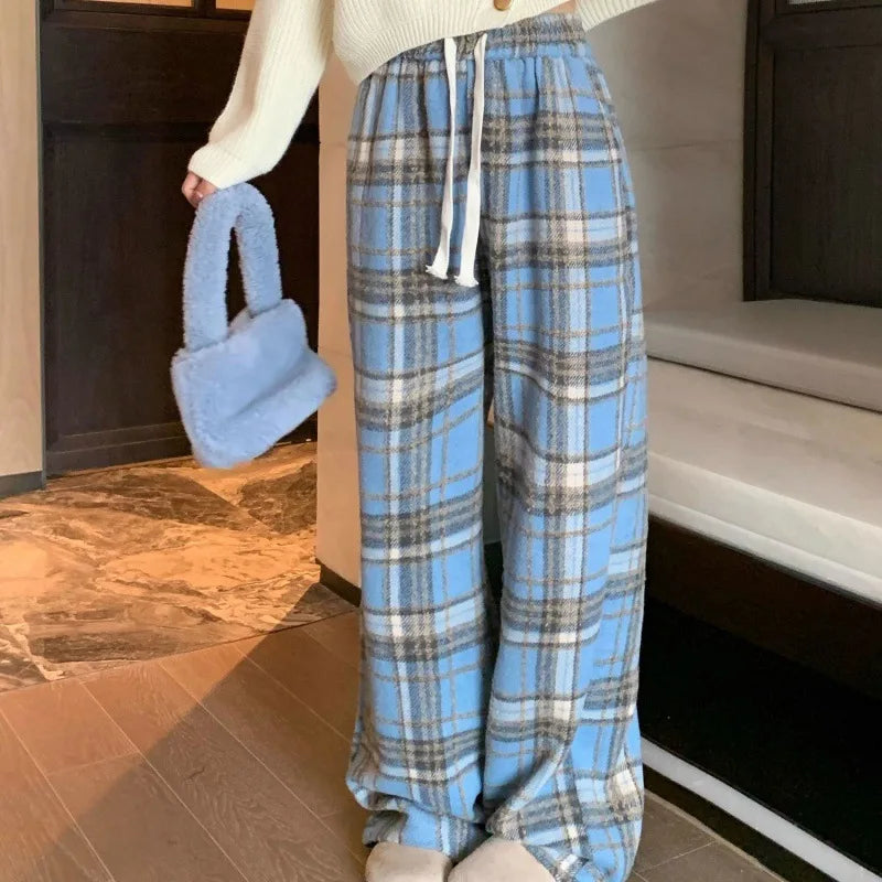 Fashionista Trends Kleurblok Geruite Broek met Hoge Taille
